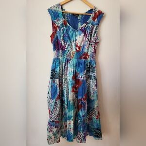 PAPA VANCOUVER Colorful Cap Sleeves Gauzy Cotton Dress